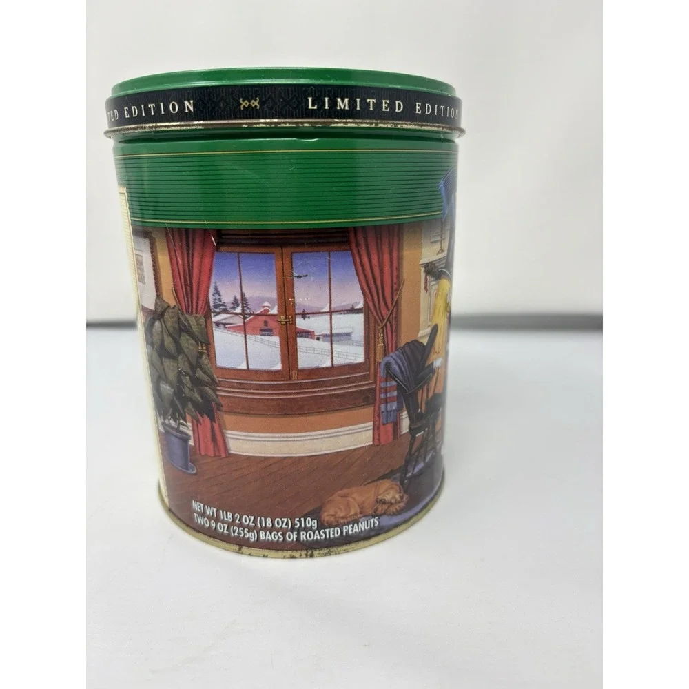 Vintage Planters Peanuts Nuts Green Tin 1997 Limited Edition Peanut Man Holiday